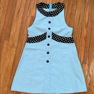 Family Affairs blue polka dot trim mini dress sm